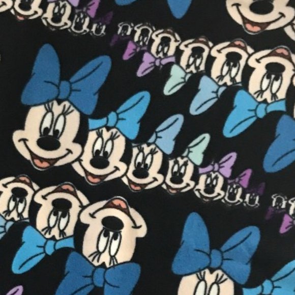 OS Lularoe Leggings Disney Minnie Mouse One Size BRAND NEW blue purple bow - Picture 2 of 3